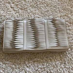 Club Monaco Cream Clutch with weave design